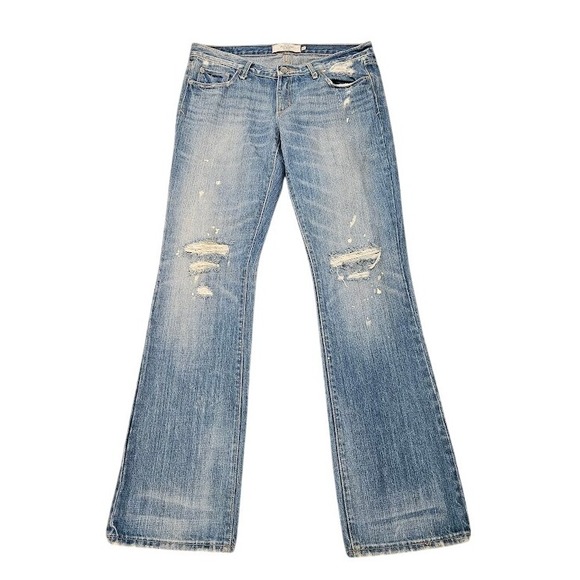 Abercrombie & Fitch Bootcut Jeans Women Size 6 Distressed Light Wash Low Rise - Picture 1 of 13